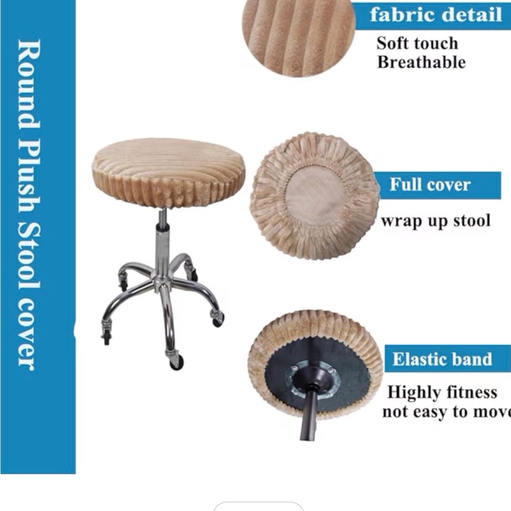 DONATING!!1 Beige Ribbed Round Stool Cover(2 LEFT!!) - Picture 2 of 3